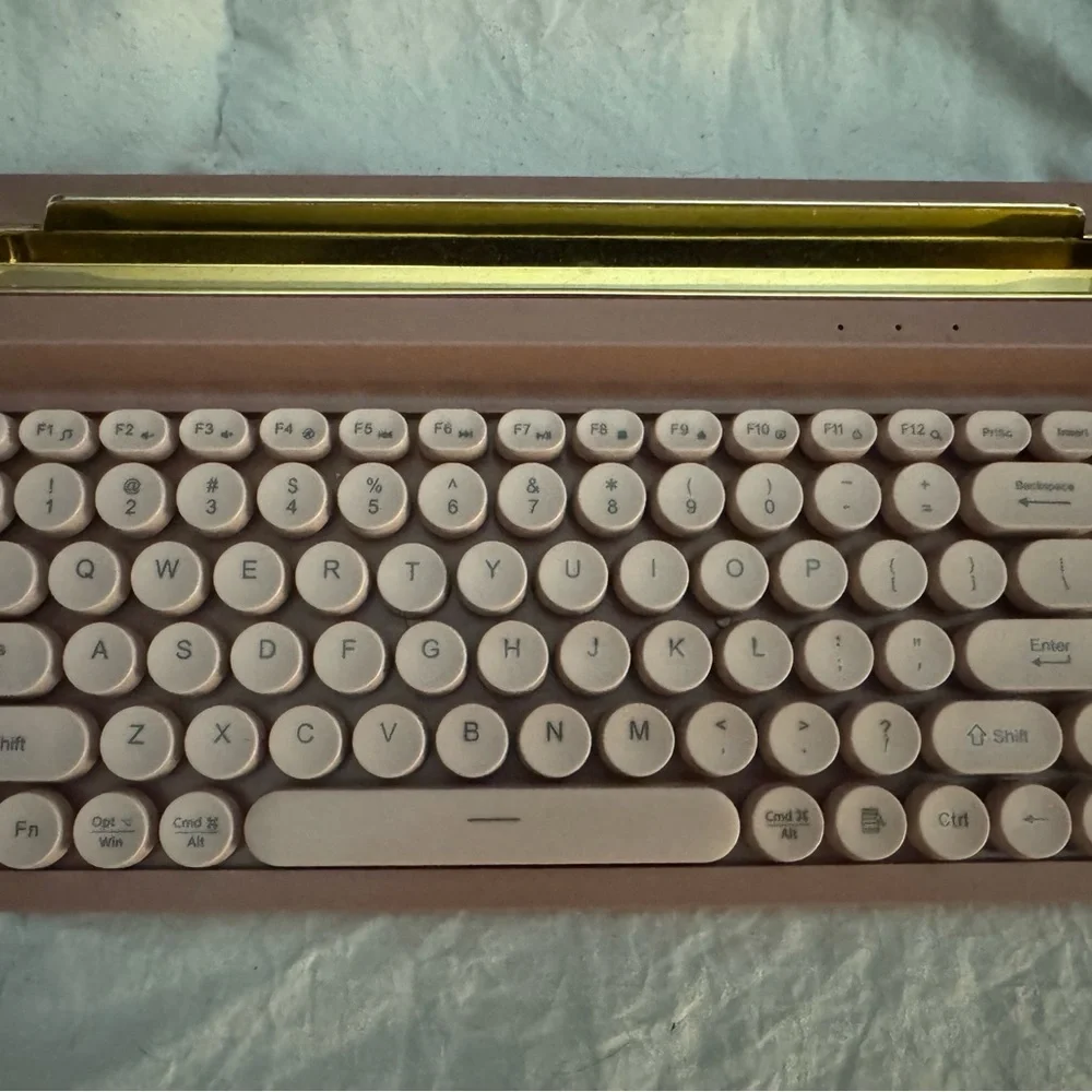 Pink Wireless Keyboard with Gold Accent